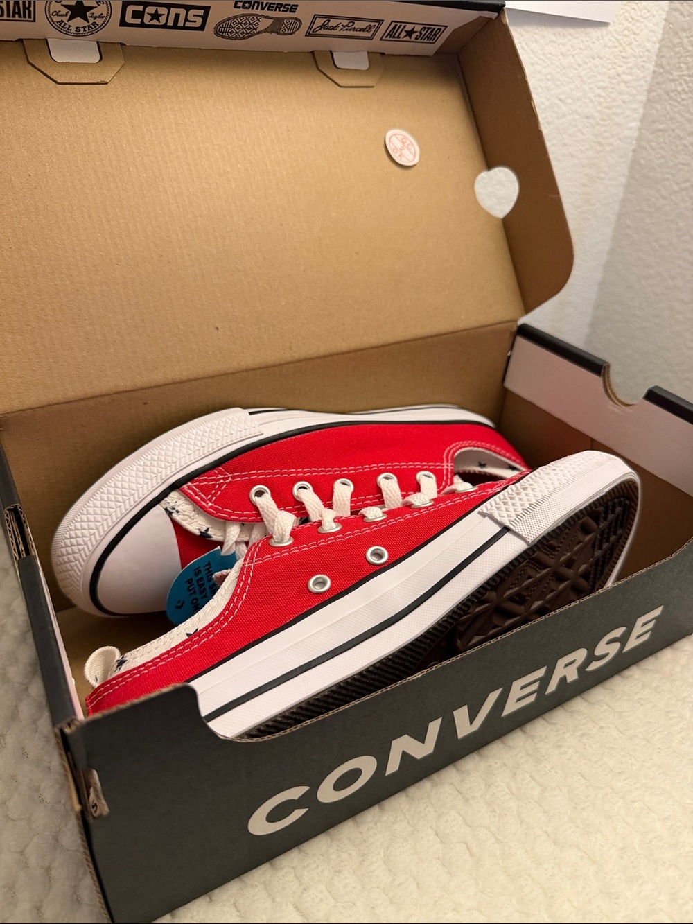 Kids Red Low-Top Canvas Sneakers with Star Heel Tabs - Picture 14 of 14
